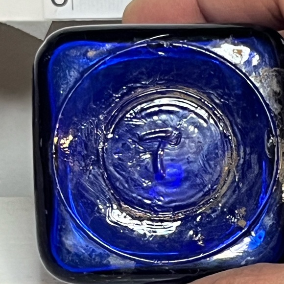 Vintage Colbalt Blue Glass Inkwell - Picture 6 of 7